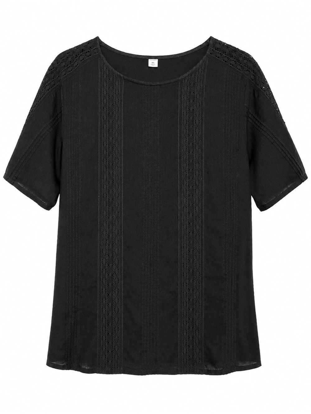 Old Navy Lace Trim Short Sleeve Black Top - XXL
